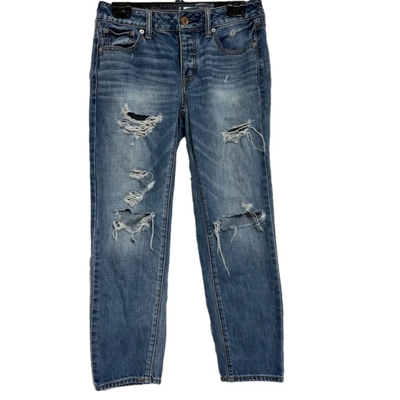 AMERICAN EAGLE Boy Crop Button Up Jeans, Size 2 -#307 - Picture 1 of 13